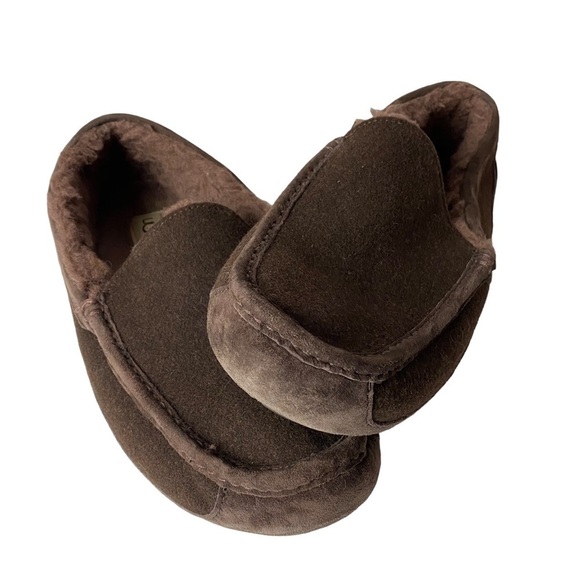 UGG ASCOT 3233 MEN Moccasins Slippers Brown WOOL Suede Sheepskin lined US 13